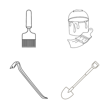 Vector design of tool and construction logo. Set of tool and carpentry stock symbol for web.のイラスト素材