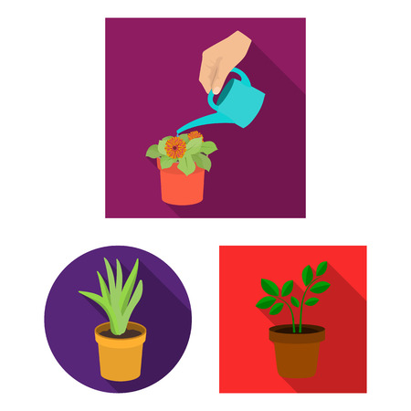 Isolated object of plant and flower sign. Set of plant and pot vector icon for stock.のイラスト素材