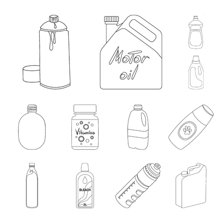 Vector illustration of plastic and container symbol. Set of plastic and packaging vector icon for stock.のイラスト素材