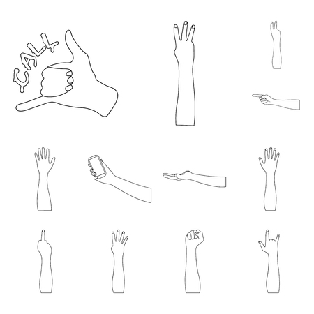 Vector design of animated and thumb sign. Collection of animated and gesture stock vector illustration.のイラスト素材