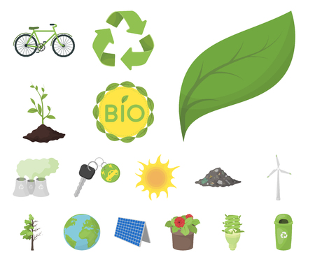 Bio and ecology cartoon icons in set collection for design. An ecologically pure product vector symbol stock web illustration.のイラスト素材