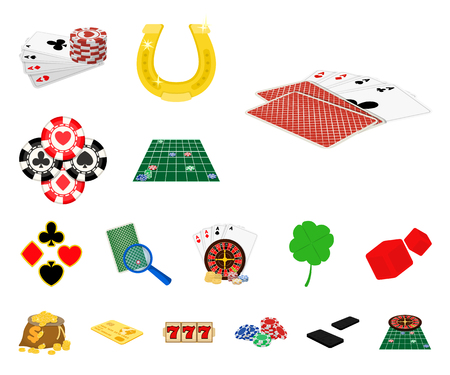 Casino and equipment cartoon icons in set collection for design. Gambling and money vector symbol stock web illustration.のイラスト素材