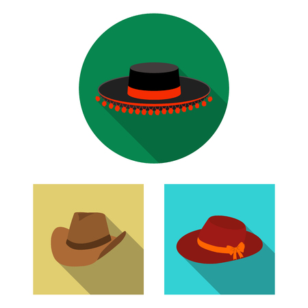 Isolated object of hat and cap icon. Set of hat and model vector icon for stock.のイラスト素材