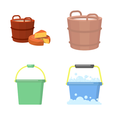 Isolated object of bucket and water sign. Set of bucket and full stock symbol for web.のイラスト素材