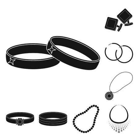 Vector design of jewelery and necklace logo. Set of jewelery and pendent vector icon for stock.のイラスト素材