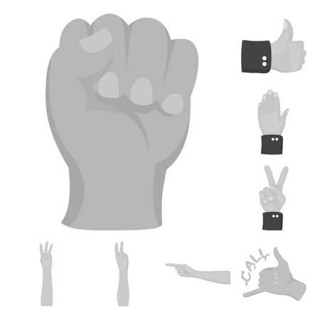 Vector illustration of animated and thumb icon. Set of animated and gesture stock symbol for web.のイラスト素材