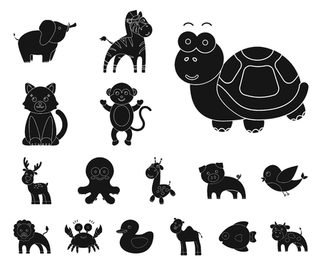 An unrealistic black animal icons in set collection for design. Toy animals vector symbol stock web illustration.のイラスト素材