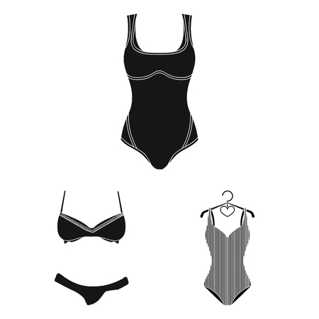 Vector illustration of bikini and fashion sign. Collection of bikini and swimsuit stock vector illustration.のイラスト素材