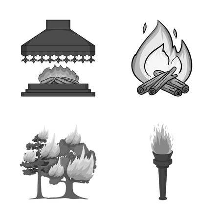 Isolated object of fire and flame icon. Set of fire and fireball stock vector illustration.のイラスト素材