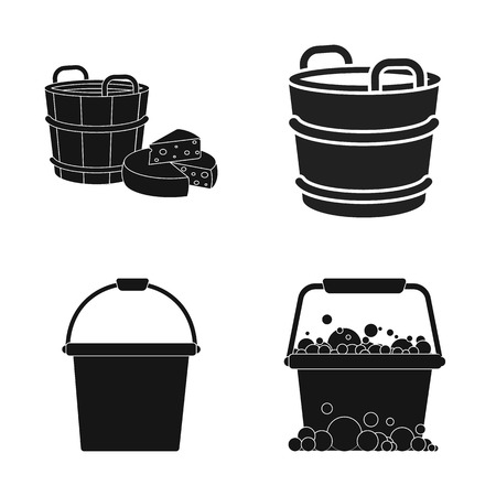 Vector design of bucket and water icon. Set of bucket and full vector icon for stock.のイラスト素材