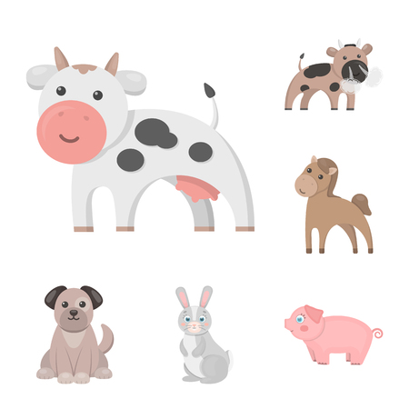 Vector illustration of animal and habitat icon. Set of animal and farm stock vector illustration.のイラスト素材