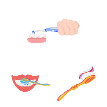 Vector design of toothpaste and brush symbol. Collection of toothpaste and clean stock vector illustration.のイラスト素材
