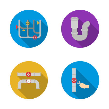 Vector design of pipe and plumbing logo. Collection of pipe and metal stock symbol for web.のイラスト素材