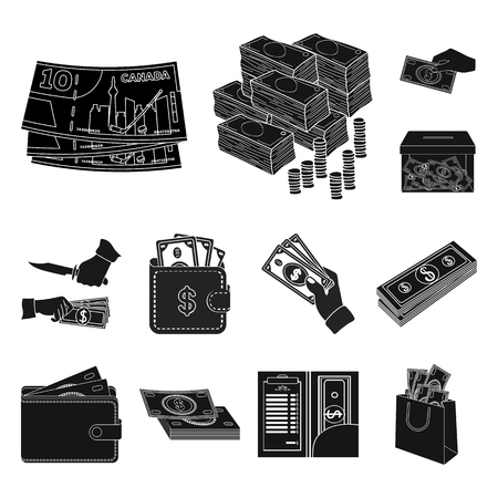 Isolated object of cash and currency symbol. Collection of cash and stack stock vector illustration.のイラスト素材