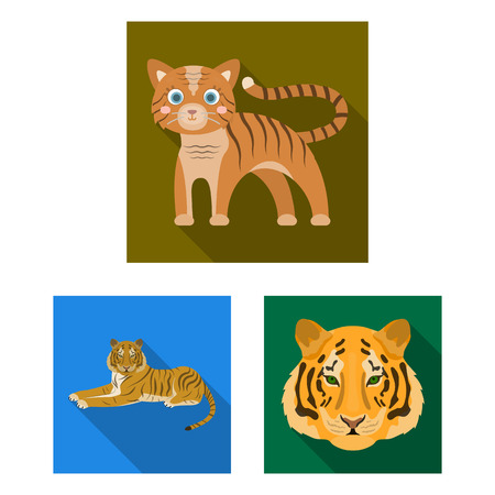 Vector design of tiger and asian logo. Set of tiger and tattoo stock vector illustration.のイラスト素材