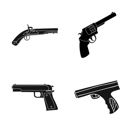 Vector design of revolver and pistol sign. Collection of revolver and trigger stock symbol for web.のイラスト素材