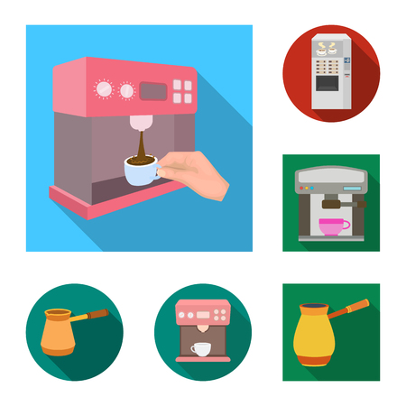 Vector illustration of coffee and machine symbol. Collection of coffee and kitchen stock vector illustration.のイラスト素材