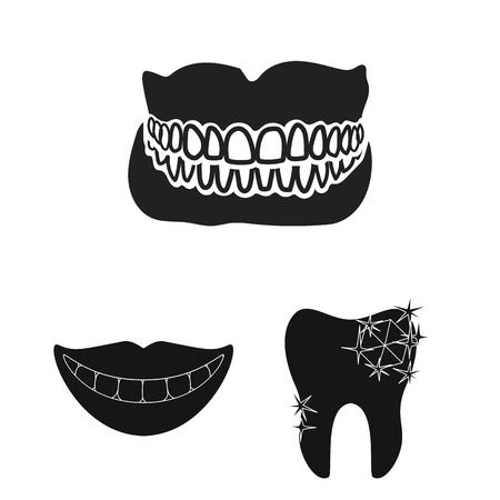 Vector illustration of tooth and happy symbol. Set of tooth and whitening vector icon for stock.のイラスト素材