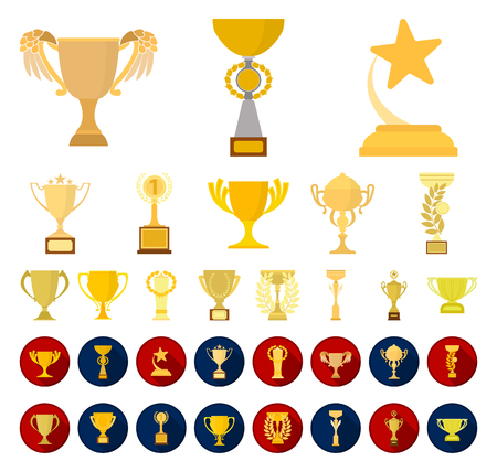 Gold Cup cartoon,flat icons in set collection for design. Winners Cup vector symbol stock web illustration.のイラスト素材