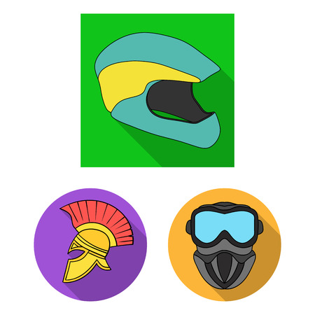 Vector illustration of helmet and sport logo. Collection of helmet and moto stock symbol for web.のイラスト素材