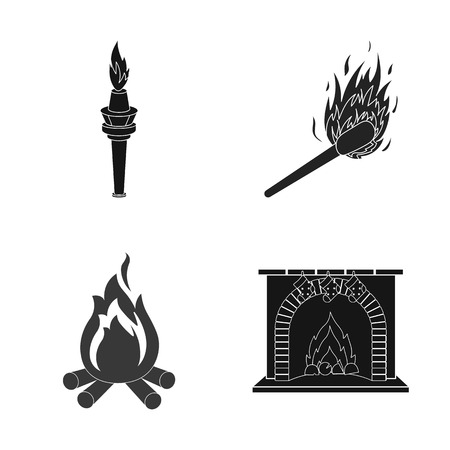 Vector design of fire and flame symbol. Collection of fire and fireball stock symbol for web.のイラスト素材