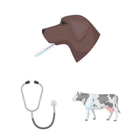 Veterinary clinic cartoon icons in set collection for design. Treatment of a pet bitmap symbol stock web illustration.の写真素材