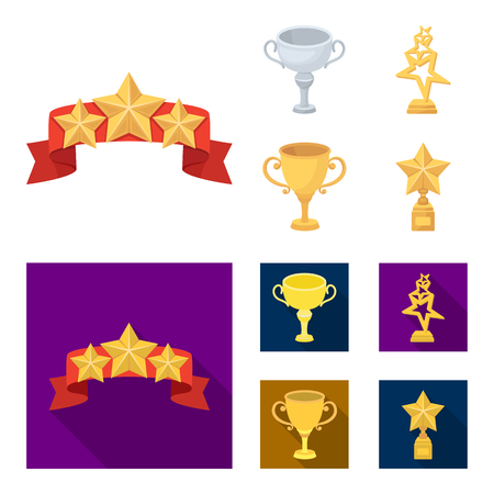 Silver cup for the second place, gold stars on the stand, a cup with a star, a gold cup.Awards and trophies set collection icons in cartoon,flat style bitmap symbol stock illustration web.の写真素材