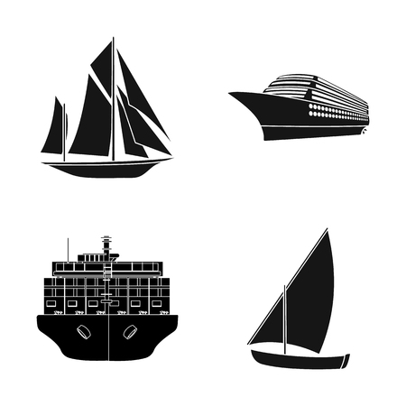 Vector design of yacht and ship symbol. Set of yacht and cruise stock symbol for web.のイラスト素材