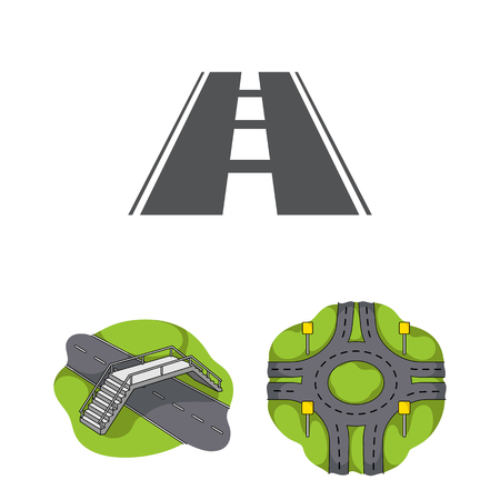 Vector design of road and street symbol. Collection of road and highway stock symbol for web.のイラスト素材