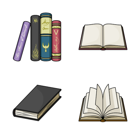 Vector design of library and textbook sign. Collection of library and school stock symbol for web.のイラスト素材