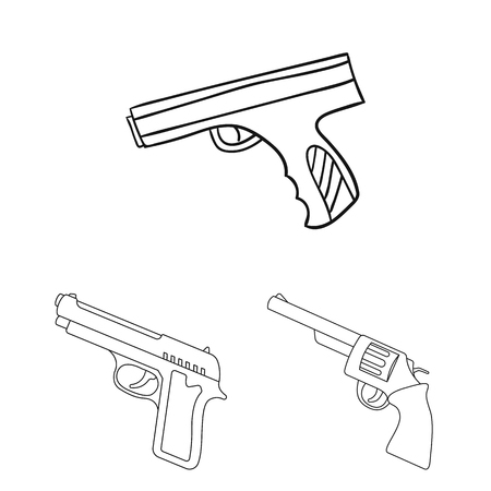 Vector design of revolver and pistol logo. Collection of revolver and trigger stock symbol for web.のイラスト素材
