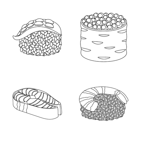 Isolated object of sushi and fish sign. Collection of sushi and cuisine vector icon for stock.のイラスト素材