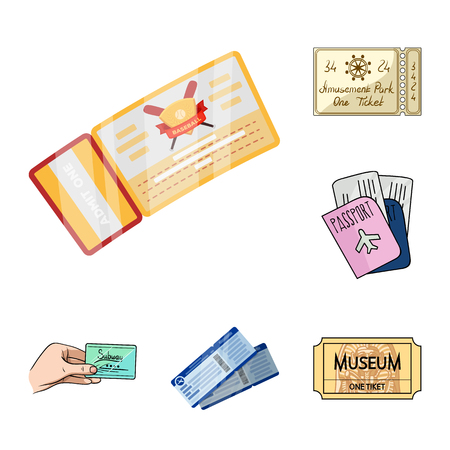 Isolated object of ticket and movie symbol. Set of ticket and concert vector icon for stock.のイラスト素材