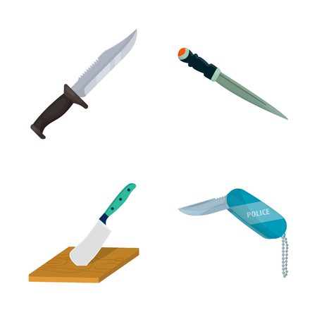 Vector design of knife and cut icon. Set of knife and flat vector icon for stock.のイラスト素材