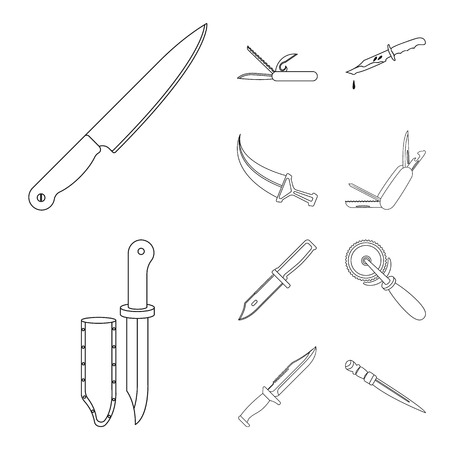 Vector design of knife and cut logo. Set of knife and flat vector icon for stock.のイラスト素材