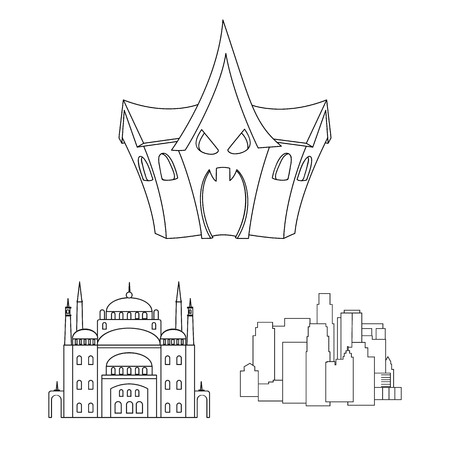 Vector illustration of building and city sign. Collection of building and business vector icon for stock.のイラスト素材