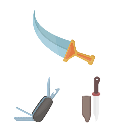 Vector design of knife and cut icon. Collection of knife and flat stock symbol for web.のイラスト素材