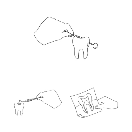 Vector illustration of tooth and happy sign. Set of tooth and whitening stock symbol for web.のイラスト素材