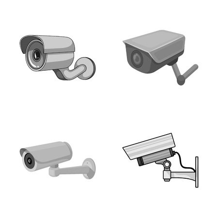 Vector design of camcorder and camera sign. Set of camcorder and dashboard vector icon for stock.のイラスト素材