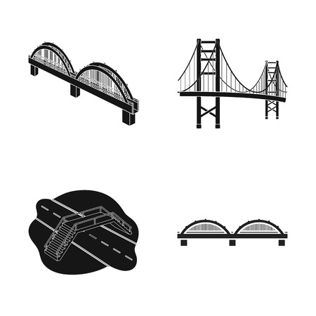 Vector illustration of bridge and construction icon. Collection of bridge and arch stock symbol for web.のイラスト素材