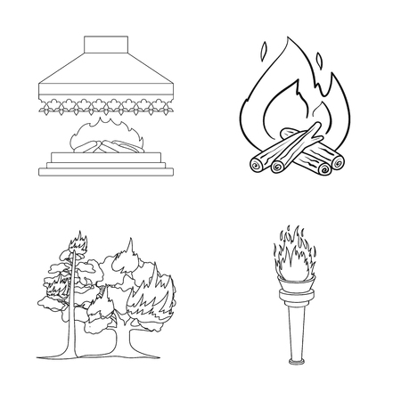 Isolated object of fire and flame sign. Set of fire and fireball stock vector illustration.のイラスト素材