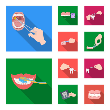 Vector design of tooth and happy icon. Set of tooth and whitening stock symbol for web.のイラスト素材