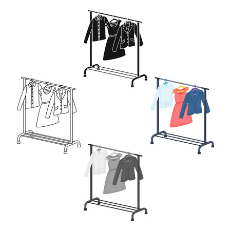 A hanger with things in the wardrobe.Making movie single icon in cartoon style vector symbol stock illustration web.のイラスト素材