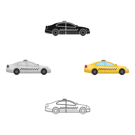 Yellow taxi car in profile.Transport taxi station for passengers. Taxi station single icon in cartoon style vector symbol stock illustrationのイラスト素材