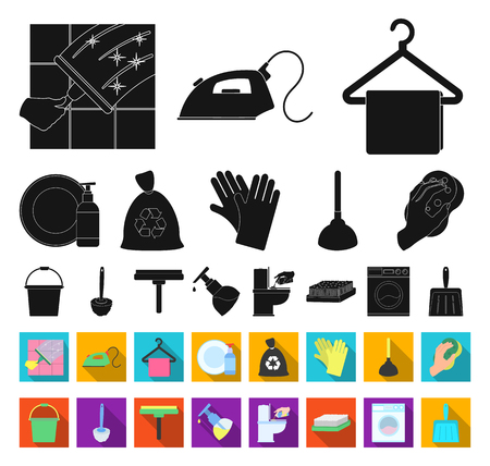 Cleaning and maid black,flat icons in set collection for design. Equipment for cleaning vector symbol stock web illustration.のイラスト素材