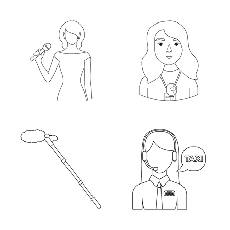 Isolated object of karaoke and music symbol. Set of karaoke and club stock symbol for web.のイラスト素材