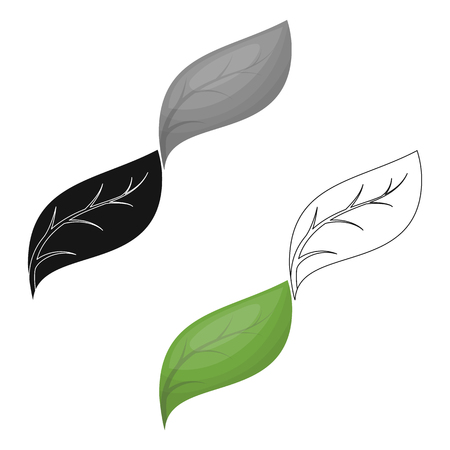 Eco leaf icon in outline style isolated on white background. Bio and ecology symbol stock vector illustration.のイラスト素材