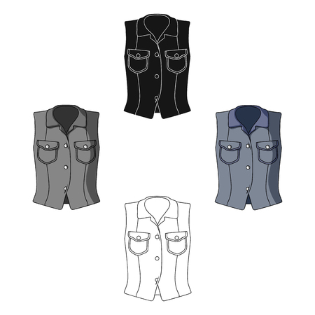Women Sleeveless Sports Jacket .Beige button-down shirt without sleeves for the girl. Sport dress style.Women clothing single icon in cartoon style vector symbol stock illustration.のイラスト素材