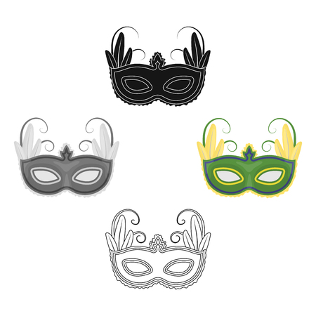Brazilian carnival mask icon in cartoon style isolated on white background. Brazil country symbol stock vector illustration.のイラスト素材