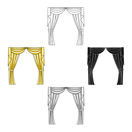 Curtains with drapery on the cornice.Curtains single icon in cartoon style vector symbol stock illustration web.のイラスト素材